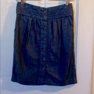Pilcro for anthropologie button front denim skirt.
